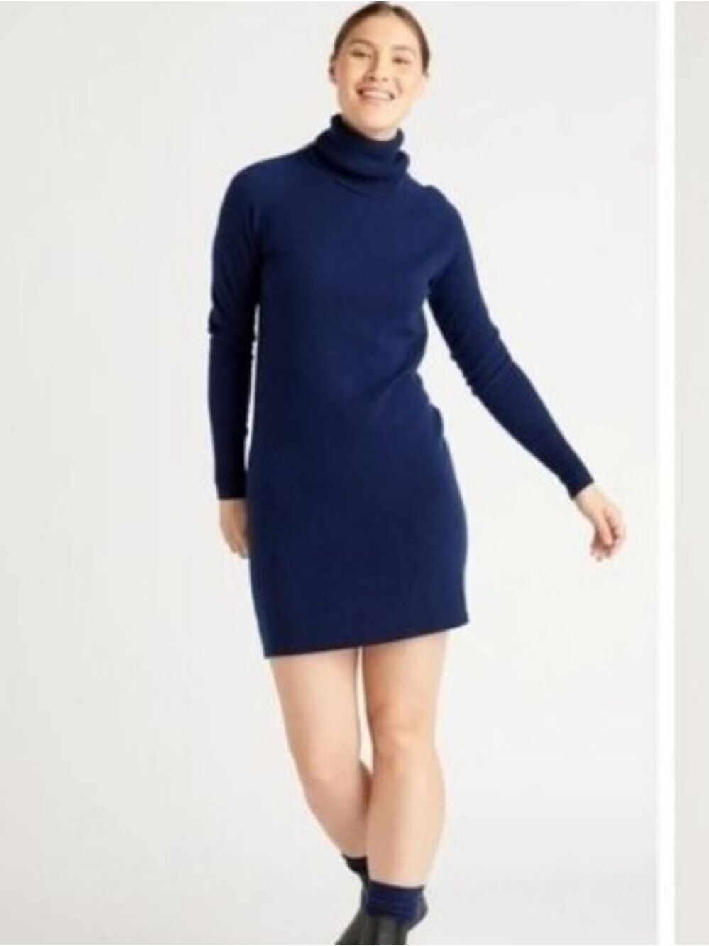 Victoria's Secret Moda International Blue Turtleneck Cable Knit Sweater Dress